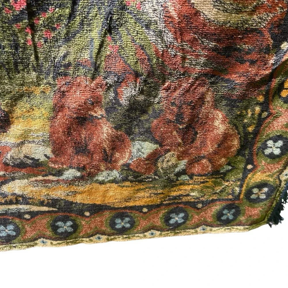Vintage Bear Tapestry Rug Wall Hanging Cabin Rustic Camp Decor 45 X 63 Colorful